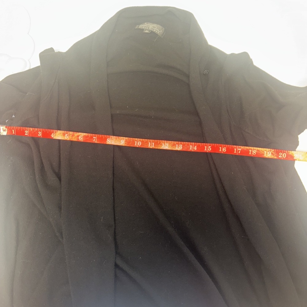Diane Gilman Womens‎ XL Black Fringe Sharkbite Open Front Cardigan Sweater - Picture 7 of 7